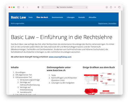 Screenshot of Website basiclaw.ch