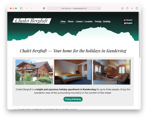Screenshot of Website chalet-bergluft.ch