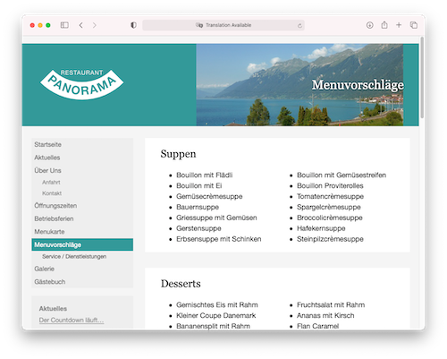 Screenshot of Website panoarama-brienz.ch