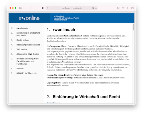 Screenshot of Website rwonline.ch
