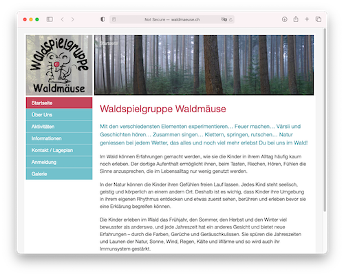 Screenshot of Website waldmaeuse.ch